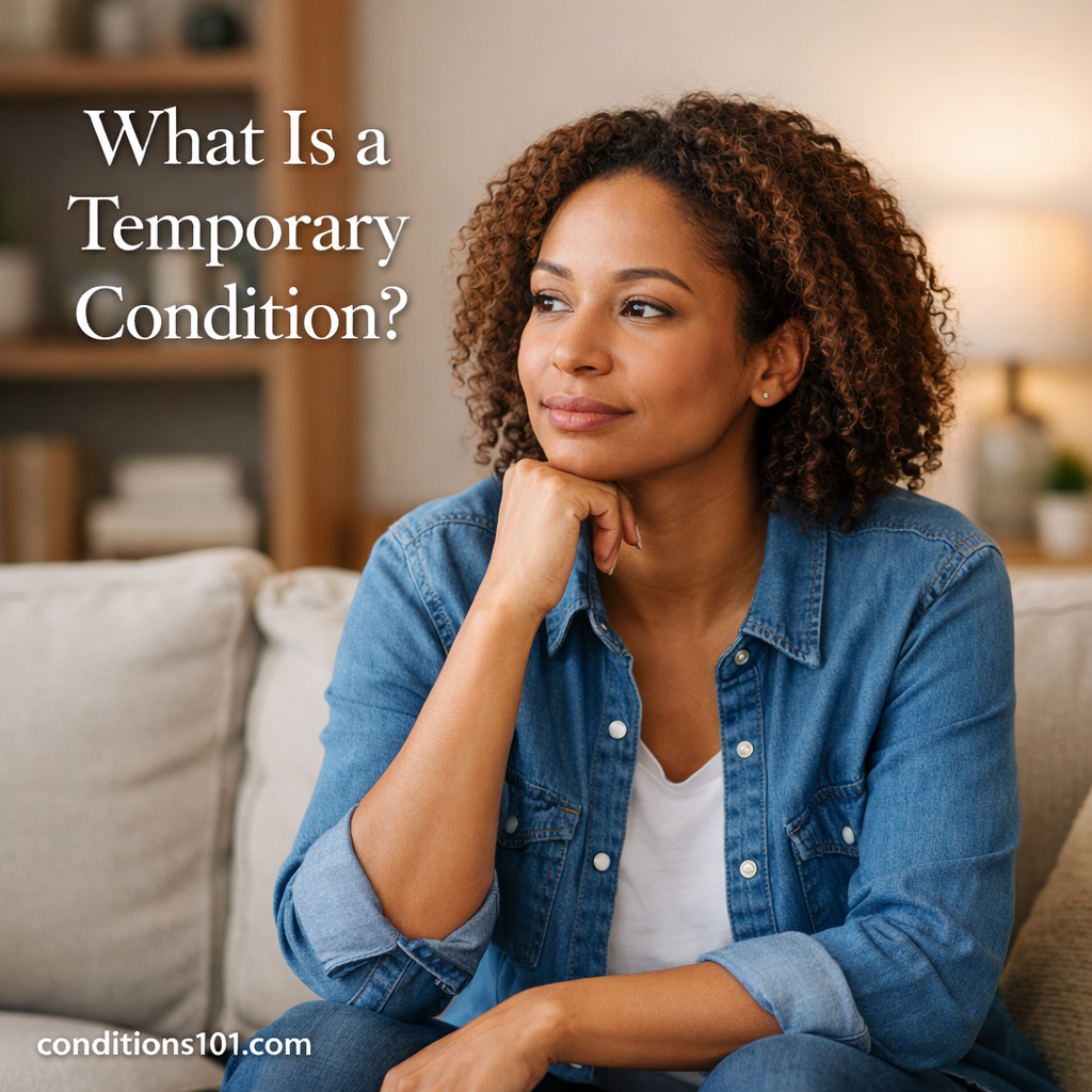 Adult person sitting thoughtfully in a calm home setting representing an educational article about temporary health conditions.