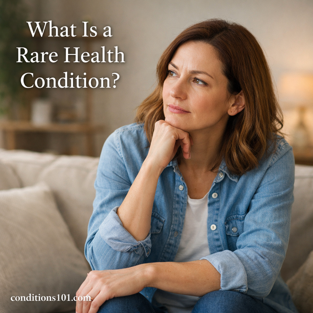 Adult person sitting thoughtfully in a calm everyday setting representing an educational article about rare health conditions.